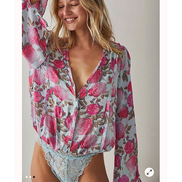 Free People Everything's Rosy Bodysuit in Jade Combo. Size XS. NWOT - Picture 3 of 14